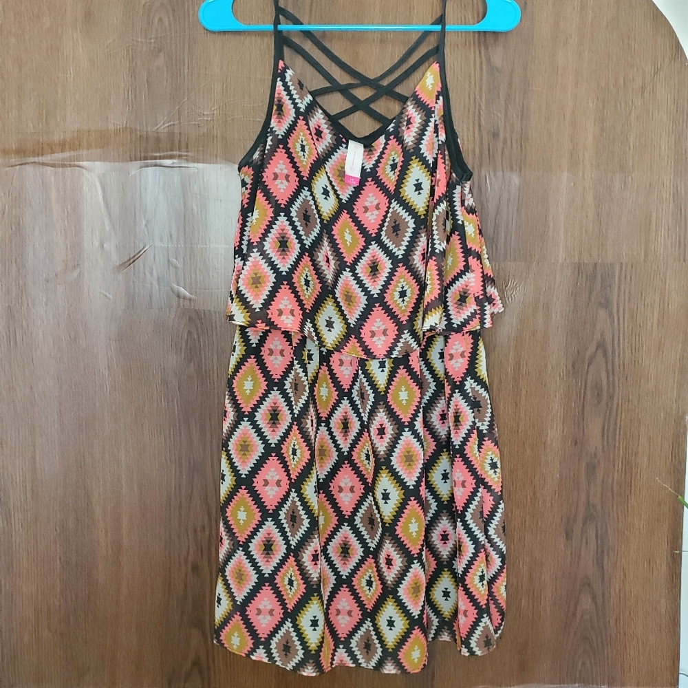 ❤️❤️❤️ No Boundaries Multi color tribal print dress